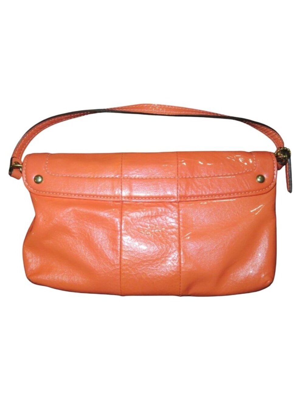Coach Kristen Coral Patent Leather Flap Large Wristlet Wallet Clutch - Picture 2 of 16